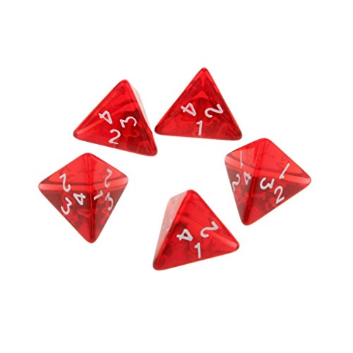 Vektenxi Juego de dados rojos D4 de 4 caras con gemas de 2 cm, 4 troqueles RPG dados jugadores, duraderos y útiles, prácticos y rentables