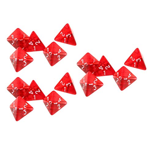 Vektenxi Juego de dados rojos D4 de 4 caras con gemas de 2 cm, 4 troqueles RPG dados jugadores, duraderos y útiles, prácticos y rentables