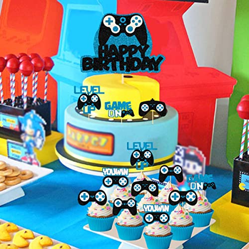 Videojuego de decoración para tartas de cumpleaños para niños, jugadores, decoración para tartas, decoración de vídeo, juego de juegos de juegos, para cupcakes, decoración para fiestas de niños