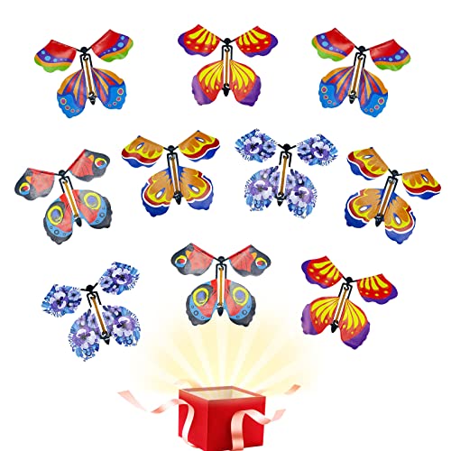 VIKSAUN 10 Piezas Mariposa Voladora mágicas, Regalo Sorpresa de Mariposa, Colores Brillantes Mariposas Magicas Voladoras, Juegos Cotidianos, cumpleaños, Accesorios de Rendimiento (10 Piezas)