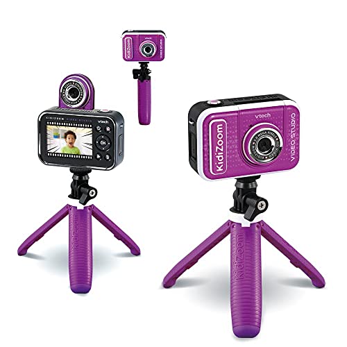 VTech KidiZoom Video Studio HD púrpura, cámara Digital Infantil, fotografía, Selfie, vídeo HD, Pantalla a Color con trípode y Fondo Verde, Regalo para niños de 5 a 12 años de Edad, Contenido en