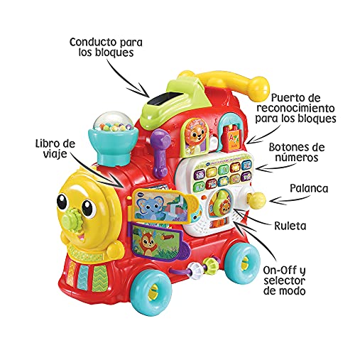 VTech - Maxi tren ABC de paseo, Andador, carrito y correpasillos para aprender a caminar - Juguete bebés +1 año - Multicolor, Versión ESP (3480-547822)