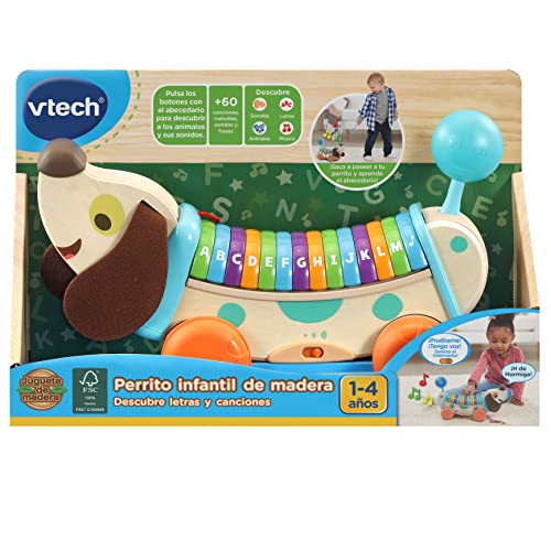 VTech VTech-80-615222 Eco Perrito Infantil Paseos, Descubre Letras y Canciones, Juguete de Arrastre para bebés +12 Meses, versión española, Multicolor, único (80-615222)