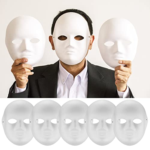 Vwoqiy 10 Piezas Papel Blanco Bricolaje Máscara de Pulpa en Blanco, Máscaras Pintada a Mano, DIY Máscara Blanca para Manualidades Cosplay Fiestas Careta Halloween