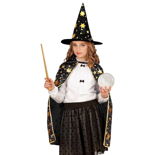 W WIDMANN - Disfraz infantil de mago, sombrero y capa, mago, hechicero, cuento de hadas