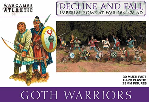 Wargames Atlantic Decline and Fall: Imperial Rome at War - Goth Warriors (30 figuras) Figuras de plástico duro multiparte (poliestireno) de 28 mm, fabricadas en los Estados Unidos
