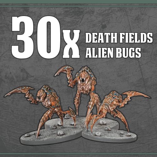 Wargames Delivered,Death Fields,Cosechadores,Alien Beast 28 mm miniatura, y paquete digital,Kit de modelo de figuras de acción de plástico