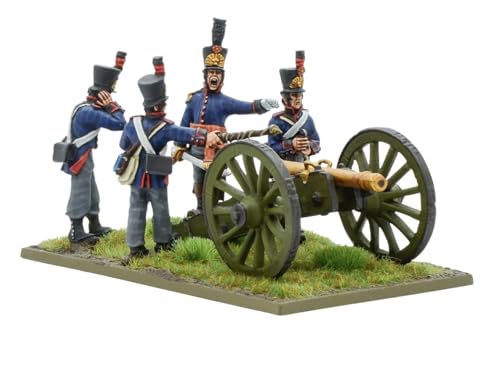 Warlord Games Black Powe, Napoleonic Wars, Artillería a pie belga holandesa con 6-Pdr, miniaturas de escala de 28 mm..