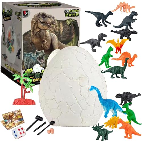 WDEC Kit de excavación de Huevos de Dinosaurio Jumbo, Juego de Cavar Dinosaurios, Children Dinosaur Egg Excavation Kits, Incluidos 15 Dinosaurios