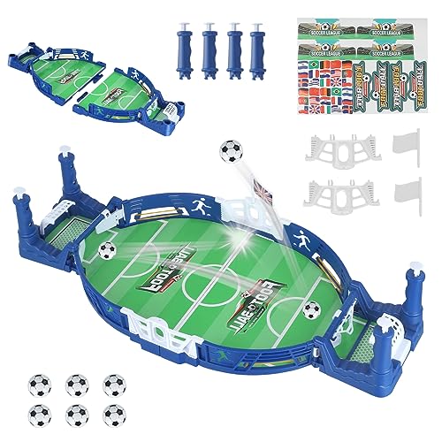 Weigudoc Mini Juego de Fútbol 6 Bolas de Fútbol Juguetes de Mesa para Dos Juegos de Mesa de Fútbol Copa del Mundo Favor de Fiesta Juguetes Educativos Interactivos para Niños y Adultos(Blue)