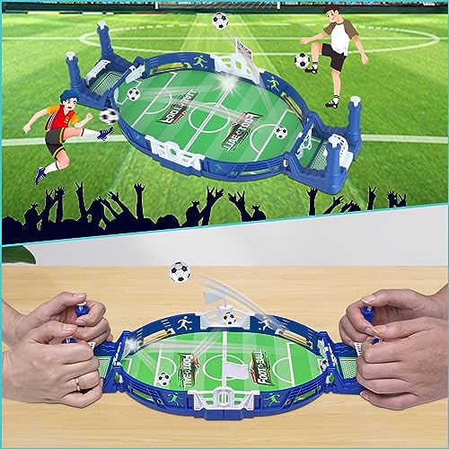 Weigudoc Mini Juego de Fútbol 6 Bolas de Fútbol Juguetes de Mesa para Dos Juegos de Mesa de Fútbol Copa del Mundo Favor de Fiesta Juguetes Educativos Interactivos para Niños y Adultos(Blue)