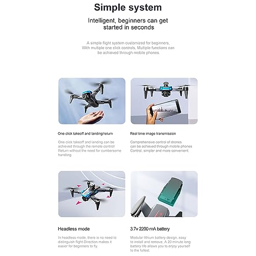Weikeya Drones con Motor sin Escobillas, Transmisión de Imágenes HD 5G, Cuadricóptero RC, Zoom 50X, Posicionamiento de Flujo óptico, Retorno de una Tecla para Fotografía