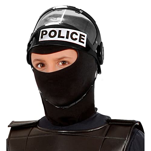Widmann 2822R - Casco de policía con visera, accesorio de disfraz de policía antidisturbios, para carnaval o fiestas temáticas, negro