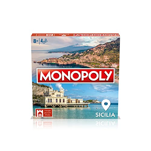 Winning Moves - Los pueblos más Bellos de Italia ed. Sicilia, Monopoly, Juego de Mesa, 8+ años