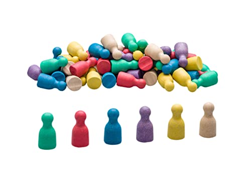 Wissner® Aprende activamente – 60 Figuras de Juego en 6 Colores 24 x 12 mm – RE-Wood®