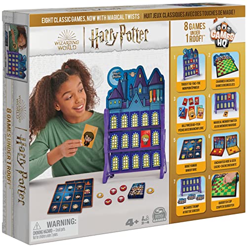 Wizarding World, Harry Potter Games HQ Checkers Tic TAC Toe Memory Match Go Fish Bingo Card Games Fantástico Regalo para Adultos y niños a Partir de 4 años
