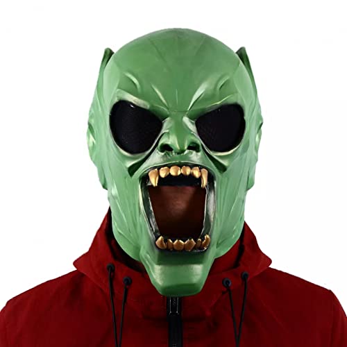 WLLLTY Máscara de Halloween, máscara de duende, disfraz de película, accesorios de Halloween, cosplay, fiesta, disfraces, máscara de látex verde