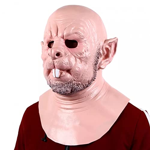WLLLTY Máscara de Halloween Máscara de hombre de rata Máscara de Halloween Accesorios difíciles de disfraces Suministros de fiesta Máscaras de dientes de hebilla Accesorios de disfraz de cosplay
