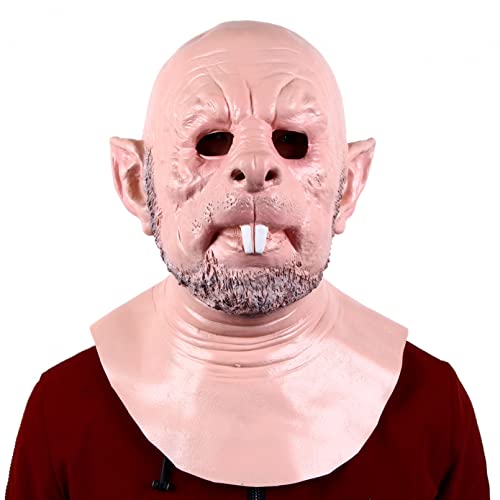 WLLLTY Máscara de Halloween Máscara de hombre de rata Máscara de Halloween Accesorios difíciles de disfraces Suministros de fiesta Máscaras de dientes de hebilla Accesorios de disfraz de cosplay