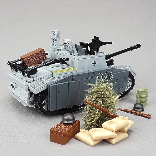 WW2 Militar No 3 G Tipo Tanque de Combate Bloques de Construcción con Mini Figura y Pieza de Arma, 680 Unidades Militares Tanques Modelo Soldados Juego de Armas Juguetes Compatibles con Lego