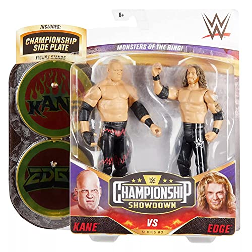 WWE Serie Campeonato Pack 2 figuras Kane y Edge, muñecos articulados de juguete con accesorios (Mattel GVJ19)