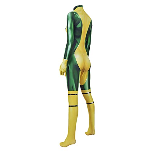 XNheadPS X-Men Rogue Disfraces Halloween Carnival Cosplay Bodysuit 3D Imprimir Imprimir Monos Mujeres Girls Superhéroes Onesies para Fiesta de Regalo de Cumpleaños,Yellow-Women/2XL(175~180CM)
