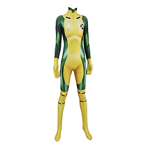 XNheadPS X-Men Rogue Disfraces Halloween Carnival Cosplay Bodysuit 3D Imprimir Imprimir Monos Mujeres Girls Superhéroes Onesies para Fiesta de Regalo de Cumpleaños,Yellow-Women/2XL(175~180CM)