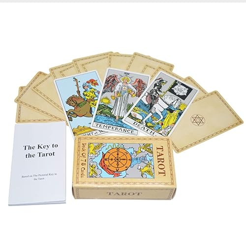yazmae Cartas de tarot - Original Smith-Waite Rider Centennial con libro de guía de 100 páginas - Pamela Colman principiante o experimentado - Tarot Card Deck para principiantes