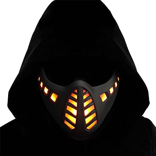 YESOK Tech - Máscara punk para cosplay con luz LED, máscara futura para Cyberpunk, casco mecánico, cosplay, juego de rol, Halloween, carnaval, fiesta, utilería para hombres