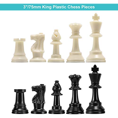 Yosoo Health Gear Piezas de ajedrez de 32 Piezas Solamente, Juego de Piezas de ajedrez Reemplazo de Piezas de ajedrez, Piezas de ajedrez estándar(Large-77mm)