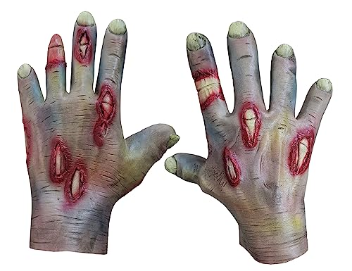 Young Wolf un par de cadáveres zombis adultos, cadáveres zombis, guantes zombis de látex, fiestas de Halloween y juegos de rol con las manos