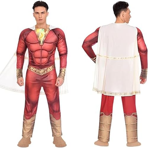 Yummy Bee - Disfraz de Shazam para adulto - Disfraces de superhéroe de Halloween para hombre - Disfraz de superhéroe de DC Comics (XL - 46/48)