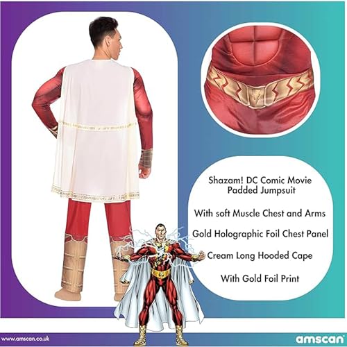 Yummy Bee - Disfraz de Shazam para adulto - Disfraces de superhéroe de Halloween para hombre - Disfraz de superhéroe de DC Comics (XL - 46/48)