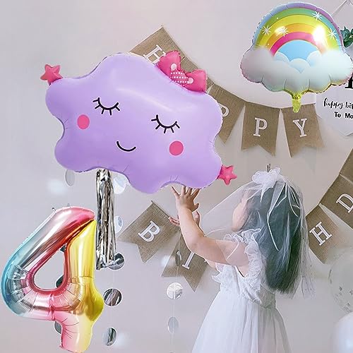 Yunchu Online 1. Juego de decoración de cumpleaños de arcoíris, decoración de cumpleaños, 1 año, globos de papel de aluminio para 1 cumpleaños y 1 cumpleaños