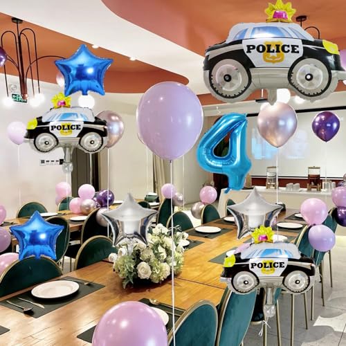 Yunchu Online 2. Decoración de cumpleaños de policía, globos de policía, 2 cumpleaños, globos azules con número 2, globos de helio para fiestas temáticas de policía, niños, fiestas de cumpleaños