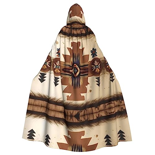 YYHHAOFA Capa con capucha de Halloween para adultos, disfraz de fiesta de cosplay para hombres y mujeres, estampado de patrones nativos americanos, Patrones nativos americanos., talla única