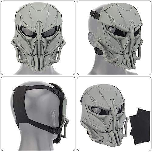 Yzpacc Máscara de exterior Punisher Máscara de segunda generación de cara completa para Halloween, caza, CS Wargame, equipo táctico, accesorios de película, tamaño ajustable