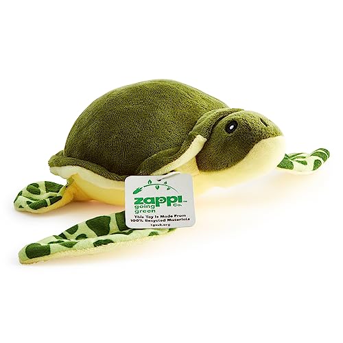 Zappi Co Peluche de Tortuga Marina Verde 100% Reciclado (30cm de Ancho) Colección de Animales Suaves, acogedores y ecológicos para el Primer niño recién Nacido