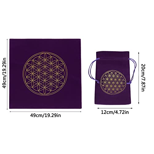 ZEBROAU Tarot Cards - tarot con celosía cristal la flor la vida, con bolsa cartas del tarot, suministros brujería y mantel dorado negro (19 x 19 pulgadas)