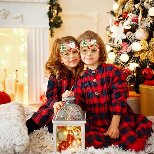ZOESURE 12 Pcs Gafas de Navidad, Monturas de Gafas Navideñas, dornos Navidad Lindo Reno Árbol de Navidad Decoracion Navidad, gafas navidad para Decoración de Fiesta Navidad