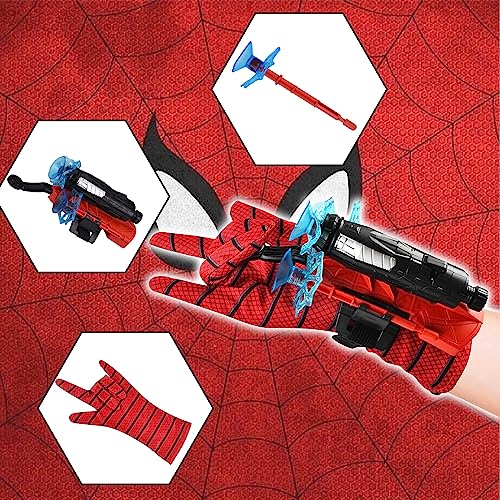 ZOOTSING Juego de 2 Guantes Spider Launcher, Juguete Spiderman, Muñequera, Cosplay, Lanzador de Héroe, Juguetes Educativos para Niños, Niños Spider Hero, Juego de Juguetes de Muñeca