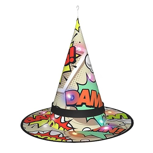 ZORIN Sombrero brillante de brujas de Halloween, sombreros de mago brillantes, disfraz de cómic, elementos pop, decoraciones de disfraz de Halloween para fiesta de cosplay, patio al aire libre