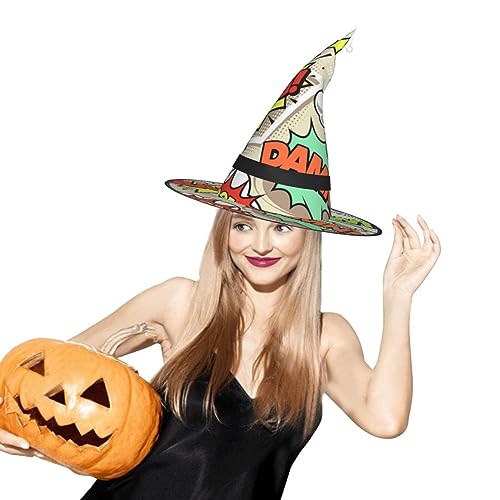 ZORIN Sombrero brillante de brujas de Halloween, sombreros de mago brillantes, disfraz de cómic, elementos pop, decoraciones de disfraz de Halloween para fiesta de cosplay, patio al aire libre
