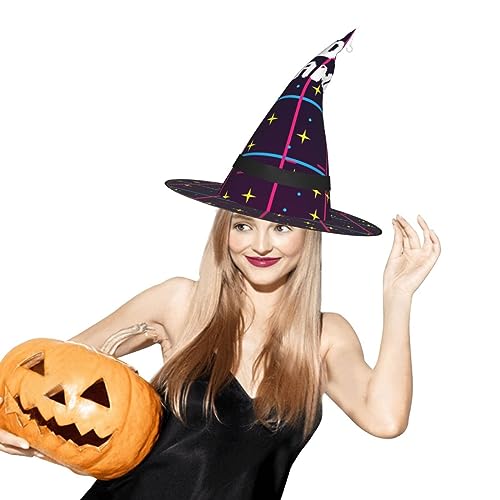 ZORIN Sombrero brillante de brujas de Halloween, sombreros de mago brillantes, disfraz de estrella de videojuegos, decoración de disfraces de Halloween para fiesta de cosplay, interior y jardín