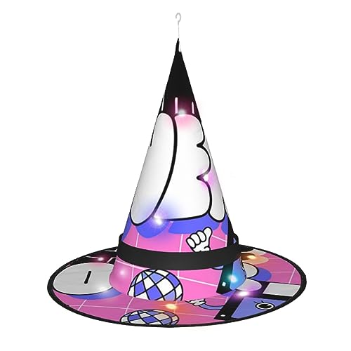 ZORIN Sombrero brillante de brujas de Halloween, sombreros de mago brillantes, disfraz de videojuegos de los años 90, decoraciones de disfraces de Halloween para fiesta de cosplay, patio al aire libre