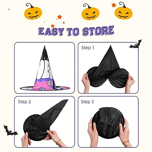 ZORIN Sombrero de bruja de Halloween para adultos, disfraz de videojuegos de los años 90, decoraciones de Halloween, sombrero de mago, accesorio de disfraz para Halloween, fiesta de cosplay, al aire