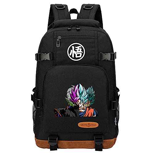 ZXXFR Mochila bolsos Anime Dragon Ball Super Junior Student School Bag Multifuncional Negro senderismo portatil ordenador instituto escolares juveniles bolso