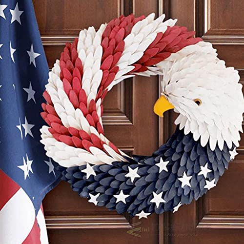 1 Pc Decoración De Fiesta Guirnalda De La Bandera Americana Decoración De Puerta con Corona De Águila Corona De Decoración Festiva Puerta Principal Puerta Creativa Acero Inoxidable