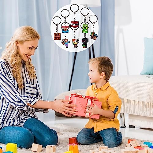 10 llaveros para niños y niños, juego de llaveros con regalo de gamer para cumpleaños infantil, fiesta, bolsa de relleno, anillo de llave de cumpleaños infantil