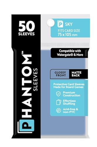 10 paquetes de fundas Phantom: tamaño cielo (75 mm x 105 mm) – mate brillante (50) (compatible con: Watergate y más) vitrina